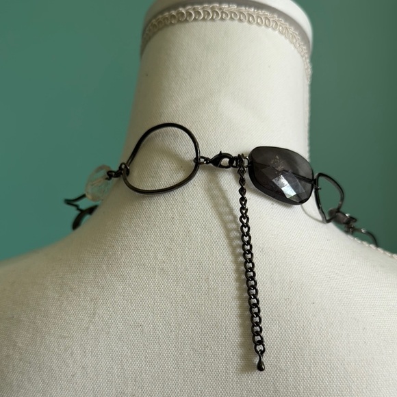 Artistic Black and Pink Asymmetrical Necklace - Picture 4 of 4